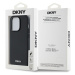 Zadní kryt DKNY PU Leather Silver Metal Logo Magsafe pro Apple iPhone 14 Pro, černá