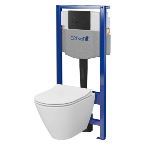 Podomítkový WC set City Oval B989 ovládací tlačítko pneumatické kulaté černé mát CERSANIT