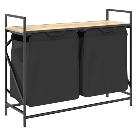 vidaXL Koš na prádlo se 2 přihrádkami a policí dub sonoma