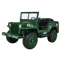 Dětský elektrický vojenský jeep willys 4x4 24V, 4x90W tmavě zelený