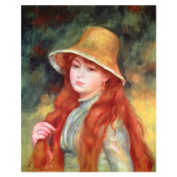 Obrazová reprodukce Young girl with long hair, or Young girl in a straw hat, Pierre Auguste Reno