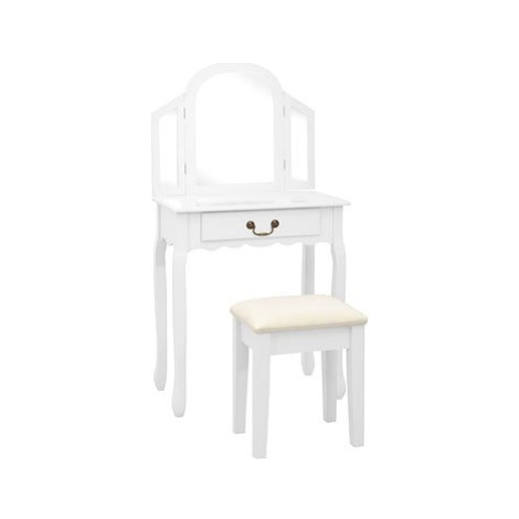 Shumee Toaletní stolek se stoličkou bílý 65x36x128 cm pavlovnia MDF