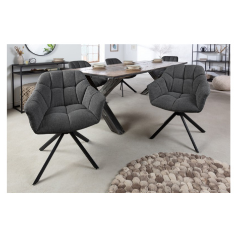Estila Moderní designová židle do jídelny Mariposa s čalouněním v antracitové barvě a černými ko