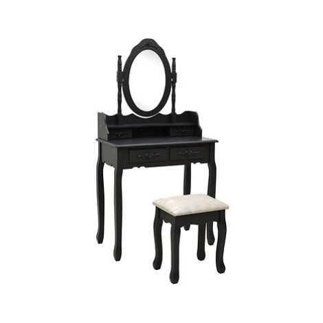Shumee Toaletní stolek se stoličkou černý 75 × 69 × 140 cm pavlovnia