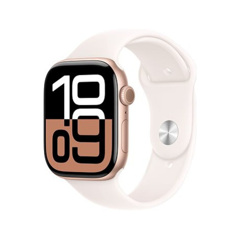 Apple Watch Series 10 42mm Růžově zlatý hliník se světle ruměným sportovním řemínkem - M/L