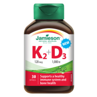 Jamieson Vitamíny K2 120 mcg a D3 1000 IU 30 kapslí