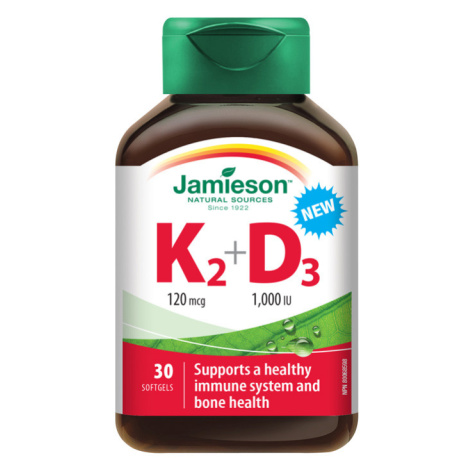 JAMIESON Vitamíny K2 120 mcg a D3 1000 IU 30 kapslí