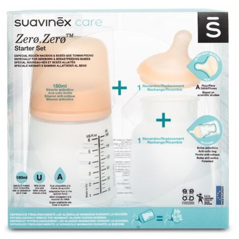 SUAVINEX - ANTIKOLIKOVÁ LÁHVIČKA ZERO ZERO 180 ml A - SADA