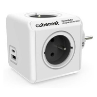Cubenest Powercube Original USB PD 20W, A+C, 4x zásuvka, bílá/šedá