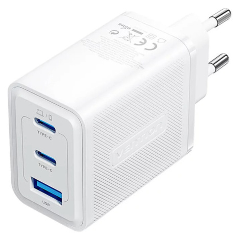 Nabíječka Vention, Wall charger, FERW0-EU,  2xUSB-C, USB- A, 65W/65W/30W, GaN (white)