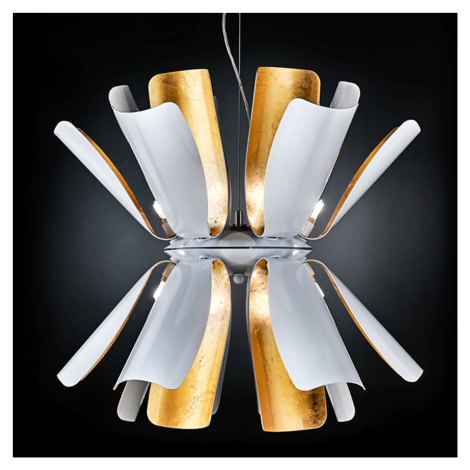 Metallux Závěsné světlo Tropic 60 cm bílé/lístkové zlato