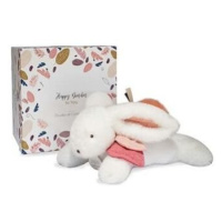 Doudou Dárková sada - Plyšový králíček s tmavě růžovou bambulkou 25 cm