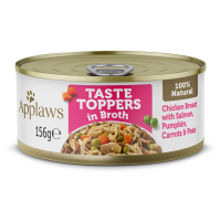 Applaws Taste Toppers in Broth 6 x 156 g - kuřecí s lososem, dýní, mrkví a hráškem