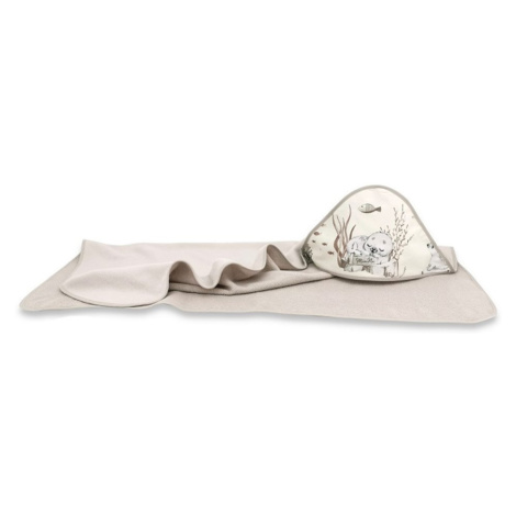 Miminu Dětská termoosuška s kapucí, Lachtánek, 100 x 100 cm - béžová