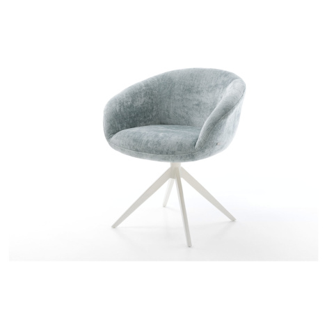 DELIFE Jídelní židle Vinka-Flex s područkami žinylka pastelově modrá křížová podnož široká bílá 