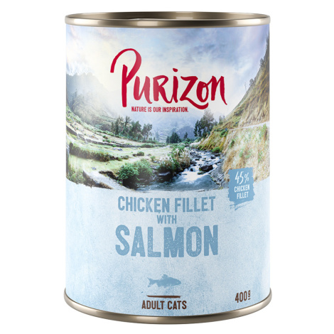 Purizon Adult 24 x 400 g - bez obilovin - kuřecí filet s lososem
