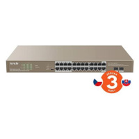 Tenda TEG1126P-24-410W 24x PoE AF/AT Gigabit Switch + 2x SFP, PoE celkem 370W, VLAN, ochrana pro