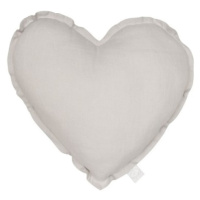 Cotton & Sweets Mini lněný polštář srdce světle šedá 28 cm