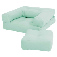 Dětské rozkládací křesílko s taburetkou Karup Design Mini Cube Mint