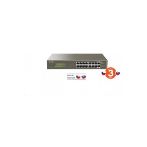 Tenda TEG1116P-16-150W - PoE AT Switch 135Watt, 16xRJ45 Switch s 16x 10/100/1000 Mbps PoE, Fanle