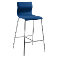Barová židle EVORA, s čalouněním, pochromovaný podstavec, enciánová modrá