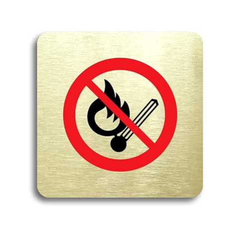 Accept Piktogram "zákaz vstupu s otevřeným plamenem" (80 × 80 mm) (zlatá tabulka - barevný tisk 