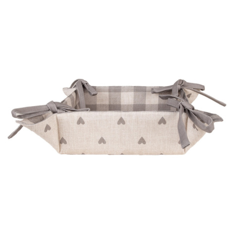 Šedo-bílý bavlněný košík na pečivo se srdíčky Love It – 35x35x8 cm Clayre & Eef