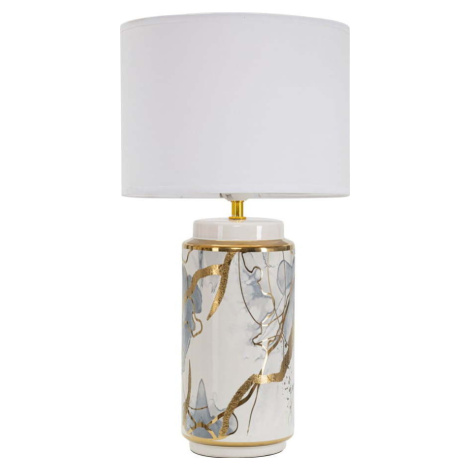 Keramická stolní lampa s textilním stínidlem v bílo-zlaté barvě (výška 48 cm) Glam Abstract – Ma Mauro Ferretti