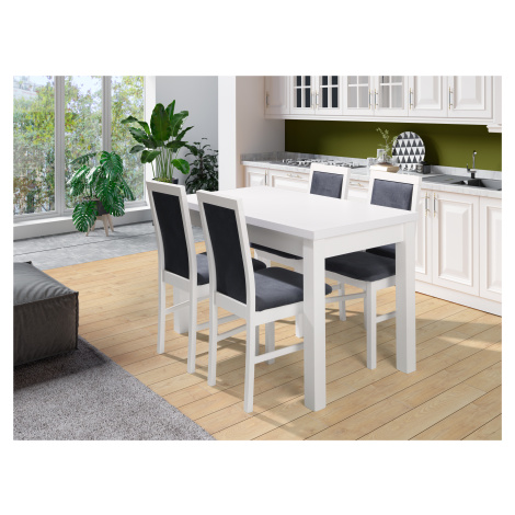 Bílý jídelní set Maxion 5 (stůl + 4x židle) MHN
