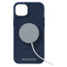 NJORD Salmon Leather Magsafe Case iPhone 14 Plus Blue