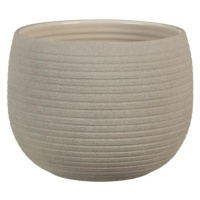 Keramický květináč Stripes stone taupe 18 cm