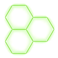 Escape6 Kompletní LED hexagonové svítidlo zelené, rozměr 3 elementy 168 × 166 cm
