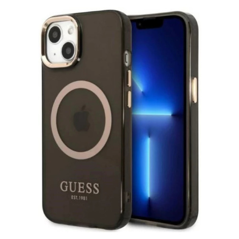 Kryt Guess GUHMP13MHTCMK iPhone 13 6,1" black hard case Gold Outline Translucent MagSafe (GUHMP1