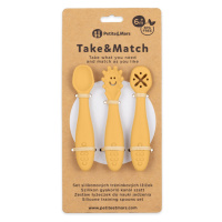 PETITE&MARS Set 3 ks silikonových tréninkových lžiček Take&Match Intense Ochre 6m+