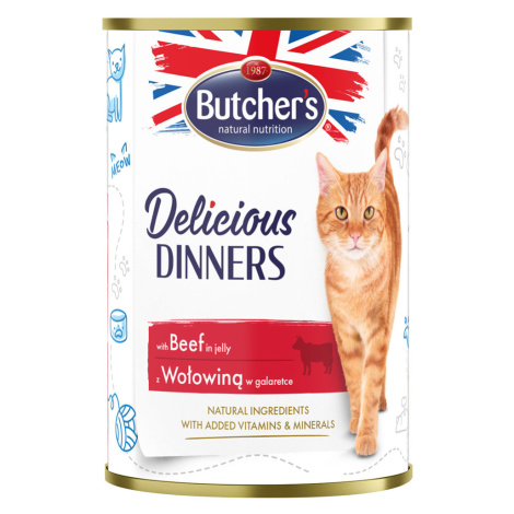 Butcher's Delicious Dinners pro kočky 24 × 400 g - hovězím Butcher´s