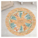 Dětský kruhový koberec - Srnčí rodinka s abecedou