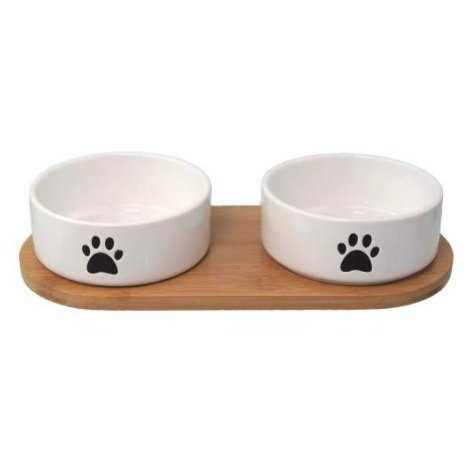 Keramické misky Dog Fantasy s podtáckem 2x 400ml bílé