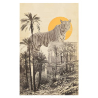 Bodart, Florent - Obrazová reprodukce Giant Tiger in Ruins and Palms, (26.7 x 40 cm)