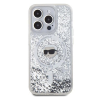 Karl Lagerfeld Liquid Glitter Karl Head MagSafe Zadní Kryt pro iPhone 15 Pro Max Transparent