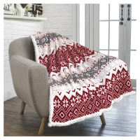 Vánoční červeno-bílá beránková deka z mikroplyše MERRY HUG Rozměr: 200 x 220 cm