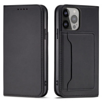 Magnetové pouzdro na karty iPhone 14 flip cover wallet stand black