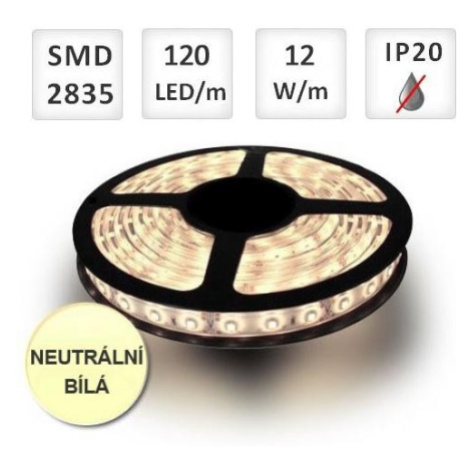 PREMIUMLUX LED pásek 120ks/m 2835 12W/m 1m, Neutrální bílá