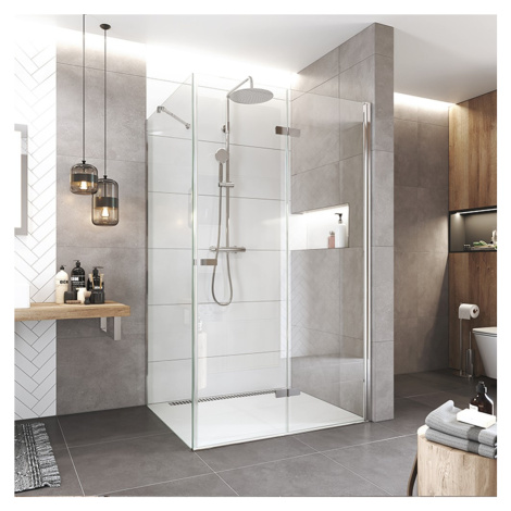 Mereo Sprchový kout, Novea, obdélník, zalamovací, 100x80 cm, chrom ALU, sklo Čiré, dveře pravé a
