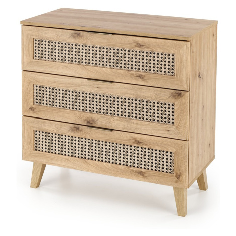 HALMAR Komoda Borneo K 80 cm s šuplíky dub artisan/černá