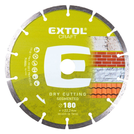 EXTOL CRAFT 108814 kotouč diamantový řezný segmentový 180x22,2mm pro suché řezání Extol Premium