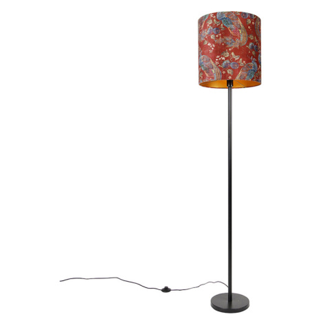 Stojací lampa černý odstín páv design červená 40 cm - Simplo QAZQA