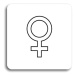 Accept Piktogram "WC ženy V" (80 × 80 mm) (bílá tabulka - černý tisk bez rámečku)