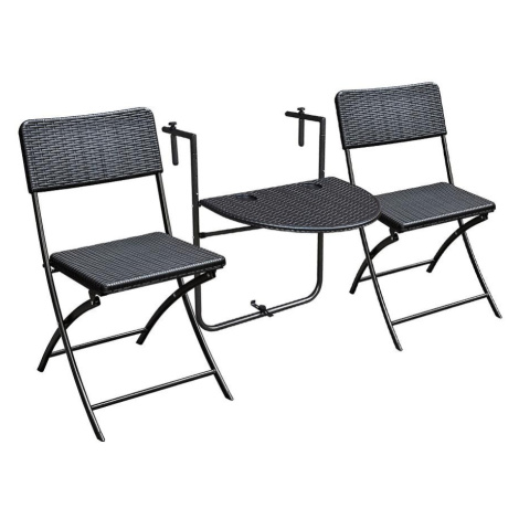 Souprava balkonový závěsný stůl + 2 židle černá BAUMAX