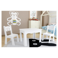 ID Dětský stůl a dvě židličky - bílý medvídek
