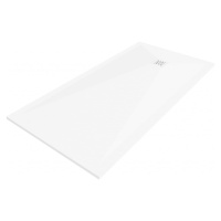 MEXEN/S Stone+ obdélníková sprchová vanička 160 x 70, bílá, mřížka bílá 44107016-W